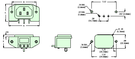Heyco® PCB Mounting Power Inlet Connector