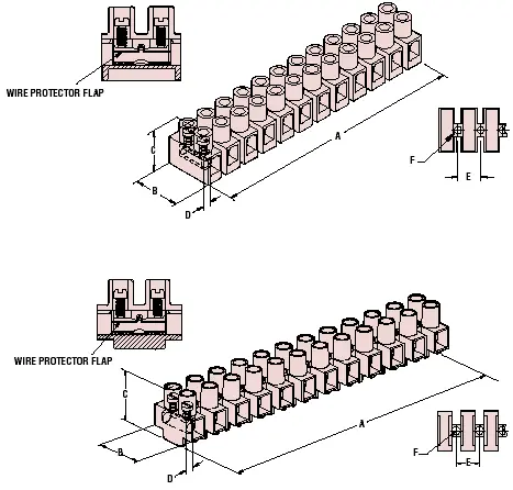 Heyco® Wire Protector Terminal Blocks Screw to Screw–With Wire Protector Flap