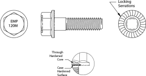 120 M Case Hardened Serrated Flange Locking Bolts